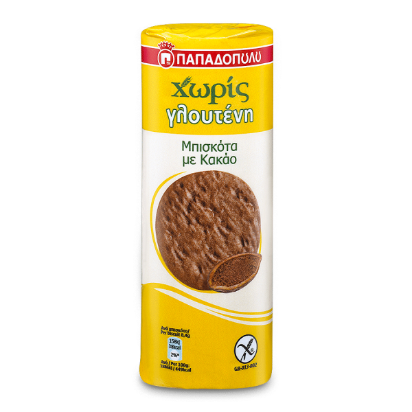 ΜΠΙΣΚ. ΚΑΚΑΟ Χ.ΓΛΟΥΤ.ΠΑΠΑΔΟΠΟΥΛΟΥ 200gr