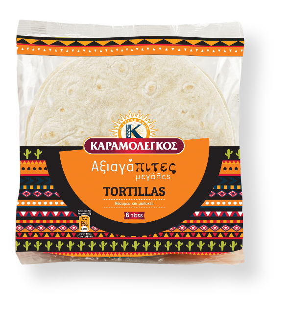 Tortillas Σταρένιες Μεγάλες ΠΙΤΕΣ ΑΡΑΒΙΚΕΣ ΑΞΙΑΓΑΠΙΤΕΣ 6 ΤΜΧ ΚΑΡΑΜΟΛΕΓΚΟΣ 500gr - Image 1
