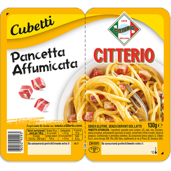 BACON ΚΑΠΝΙΣΤΟ ΣΕ ΚΥΒΟΥΣ CITTERIO 130gr